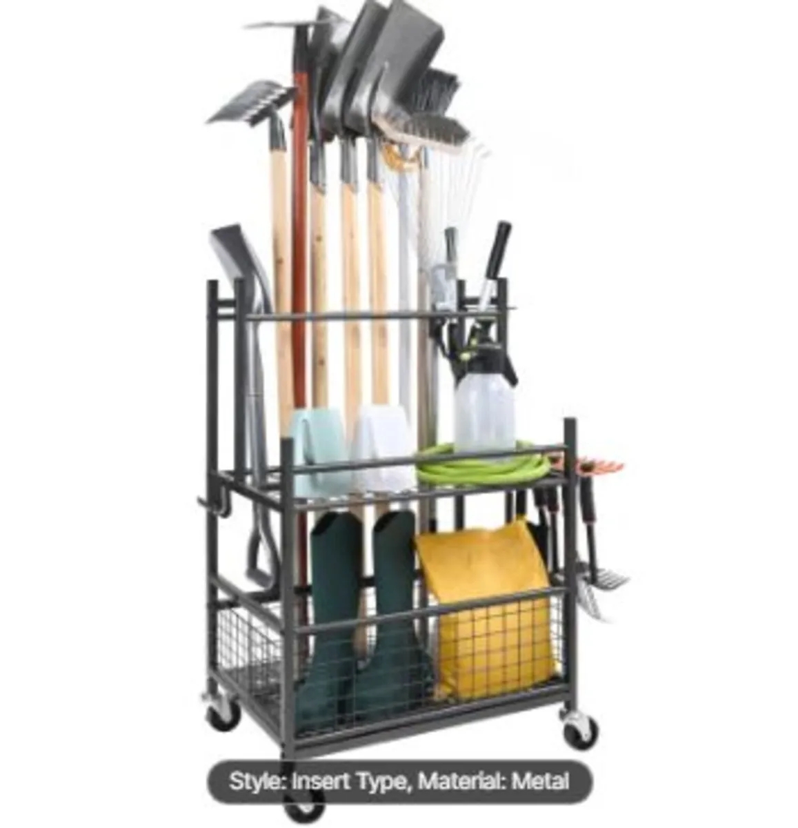 Garden Tool Organizer, 16 Slots with Hooks - Image 1