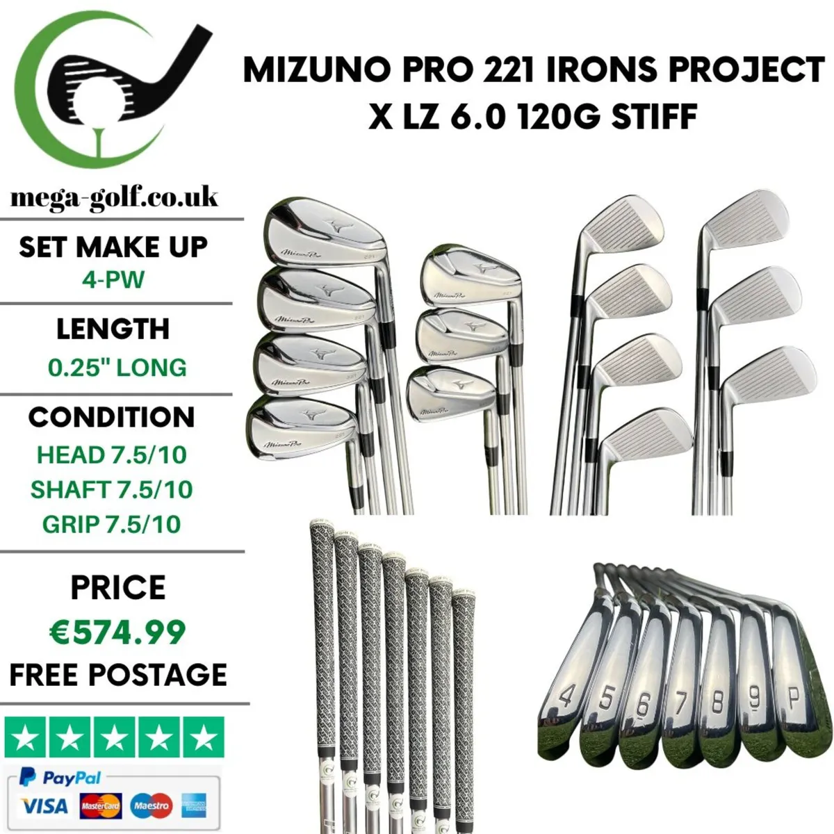 Mizuno Pro 221 Irons / 4-Pw / Stiff - Image 1