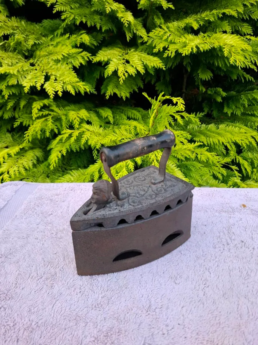 By post only antique coal iron - Image 2