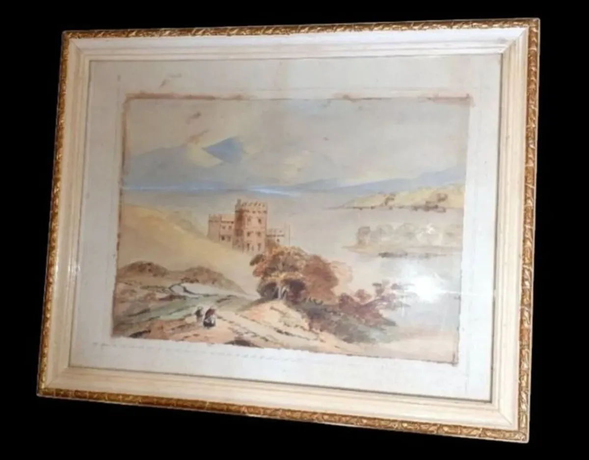 Beautiful 19th-Century Antique Framed Watercolor - Image 1
