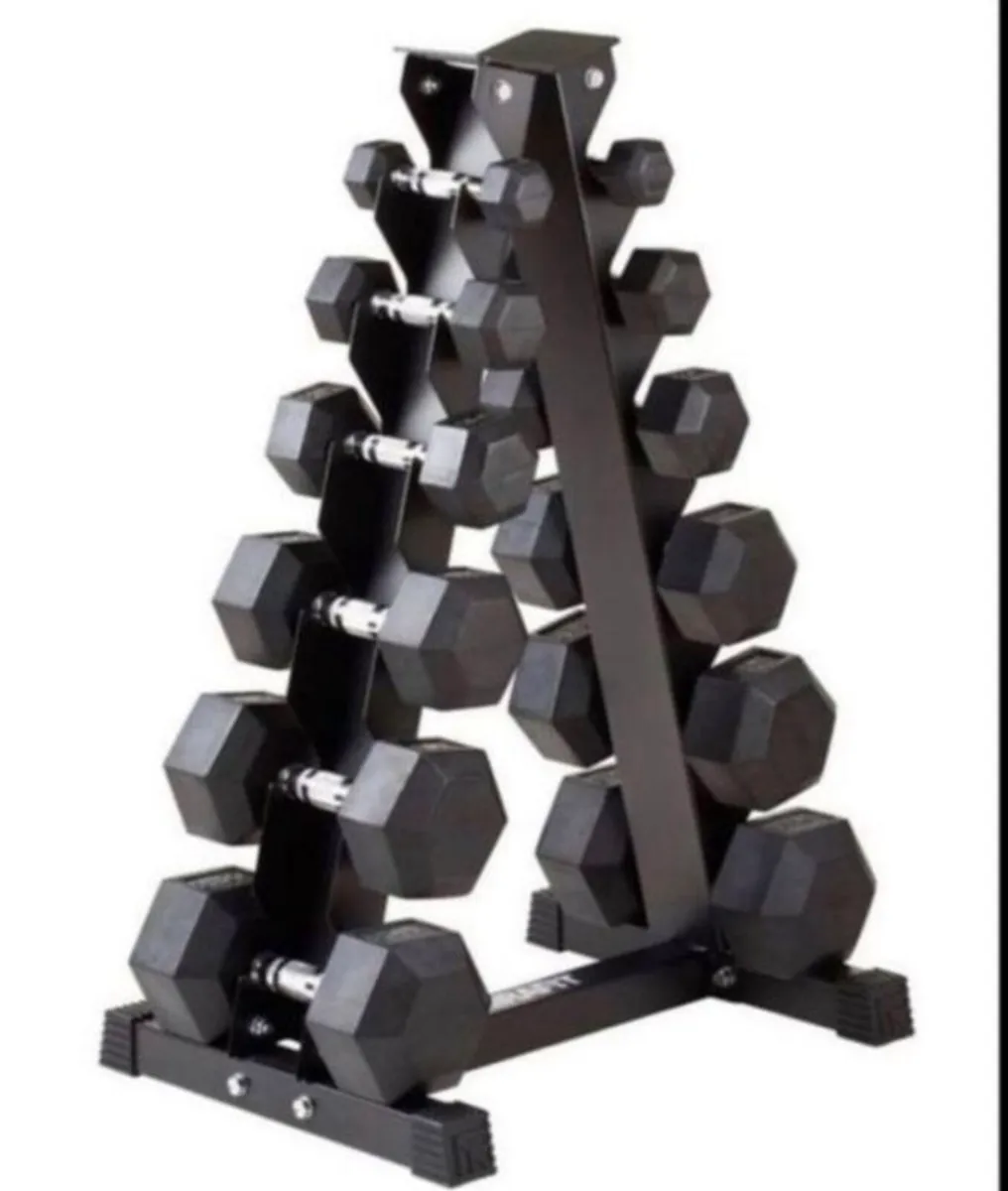 Hex Dumbbells 2.5kg - 25kg + storage rack (new)