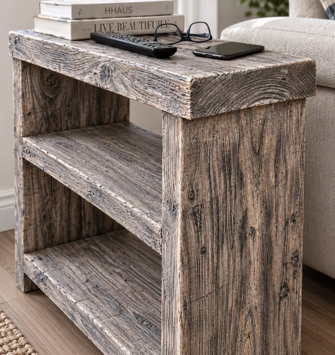 Aged Latin Driftwood effect Sofa Side Table - Image 2