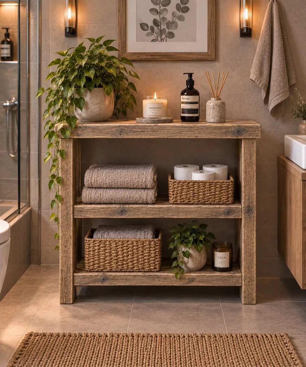 Handmade Aged Driftwood Style Rustic Bathroom Unit - Image 2