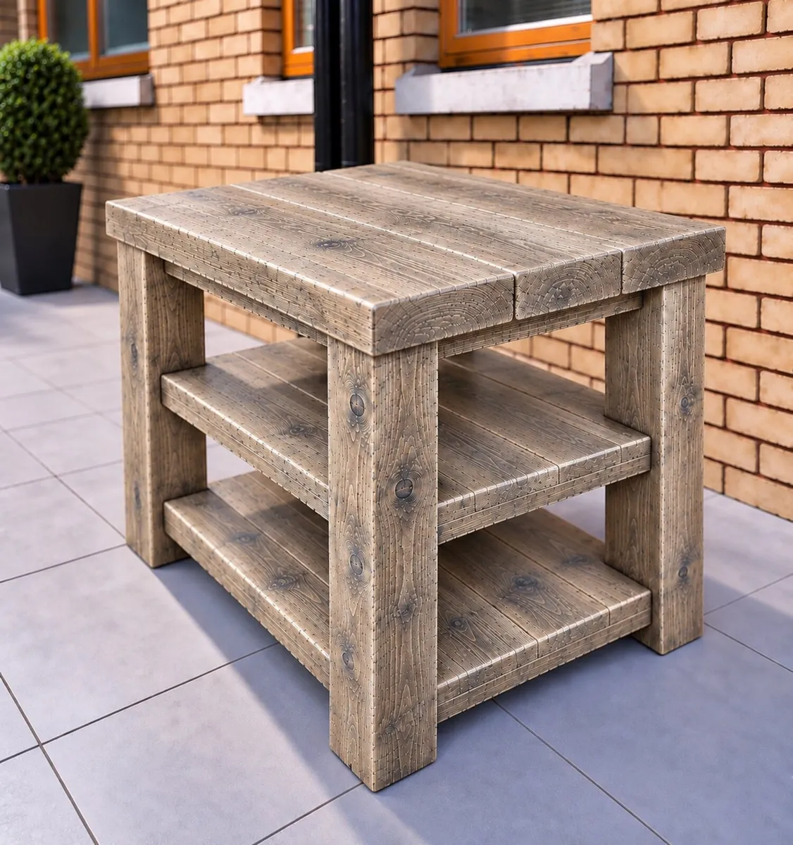 Aged Driftwood Style Compact Kitchen Island - Image 1