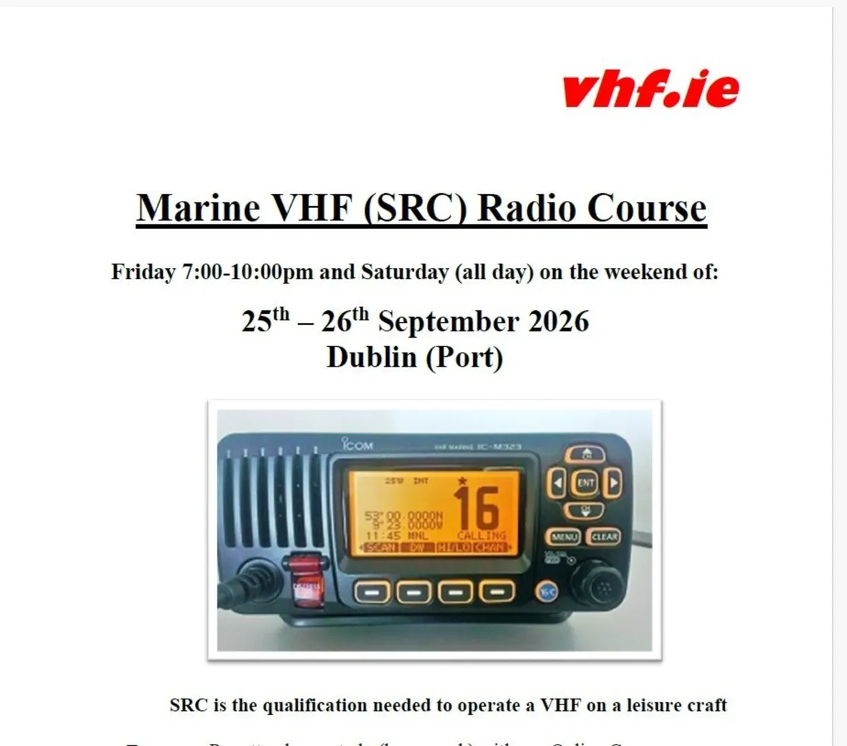 VHF Marine Radio Course:  Dublin (Port) - Image 1