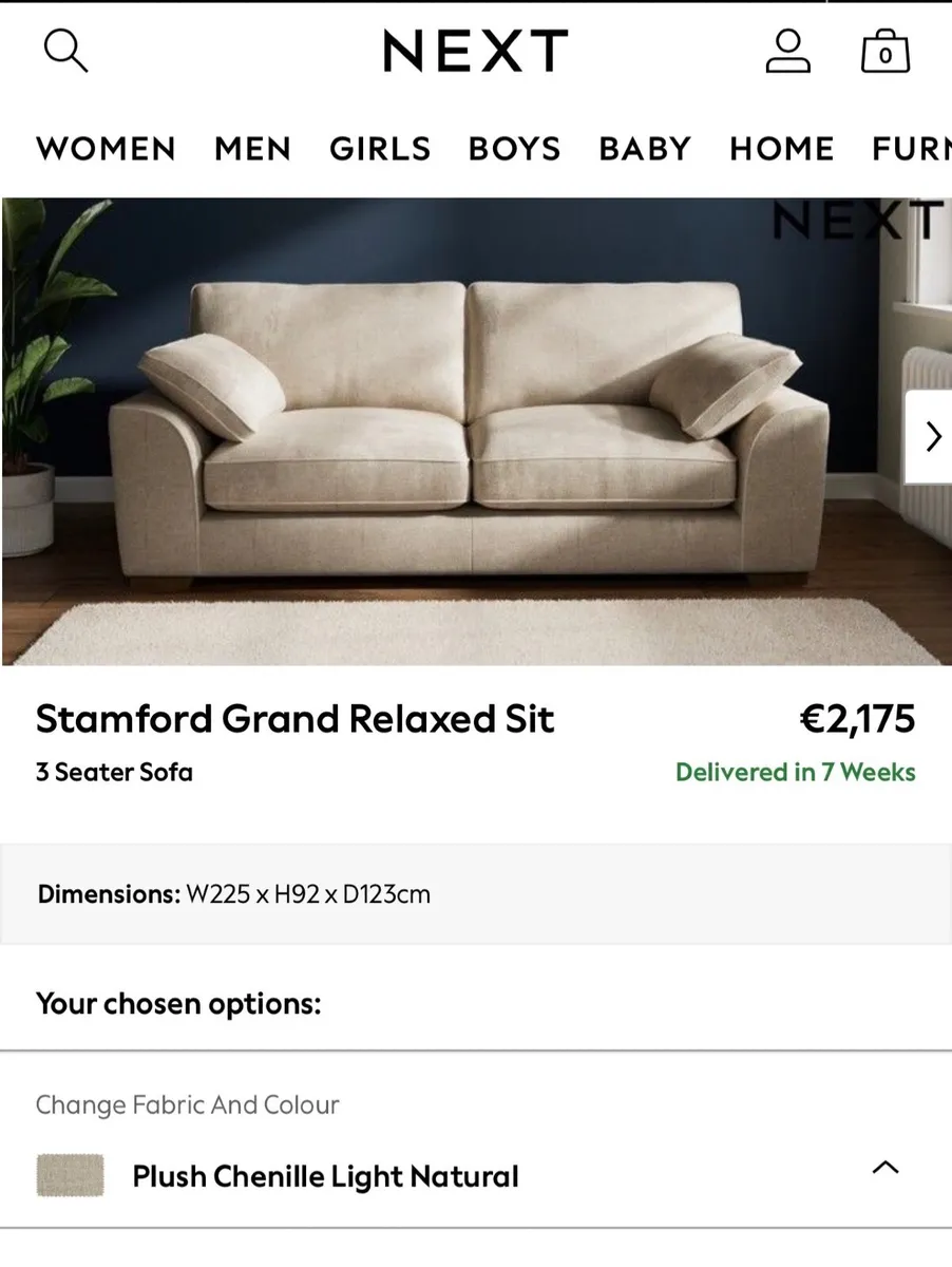 NEXT 3 Seater Sofa + Storage Footstool - Image 2