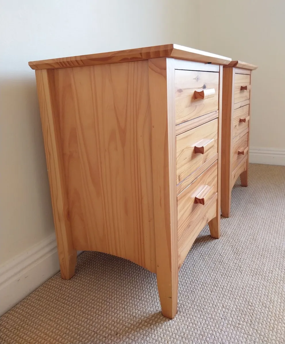 2 x Bedside Lockers (Solid Wood) - Image 1