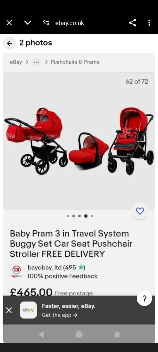 Was £465 3in1 flower travel system pram &extras - Image 2