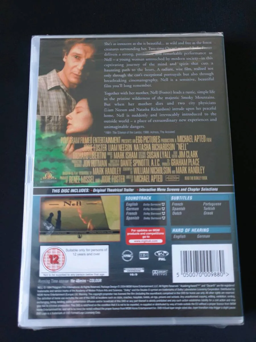 Nell 1994 DVD Jodie Foster Liam Neeson Movie - Image 2