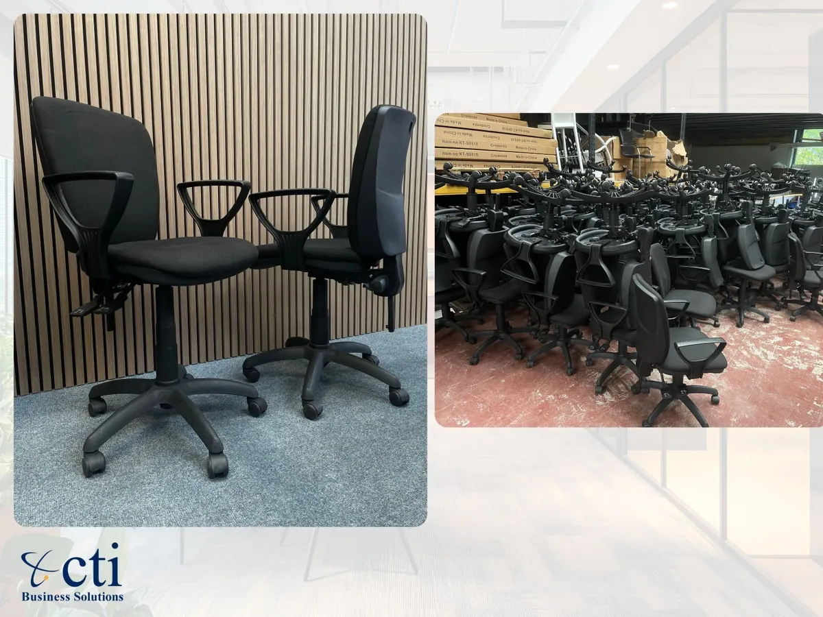 200 X Black Adjustable Office Chairs - Grade A - Image 1