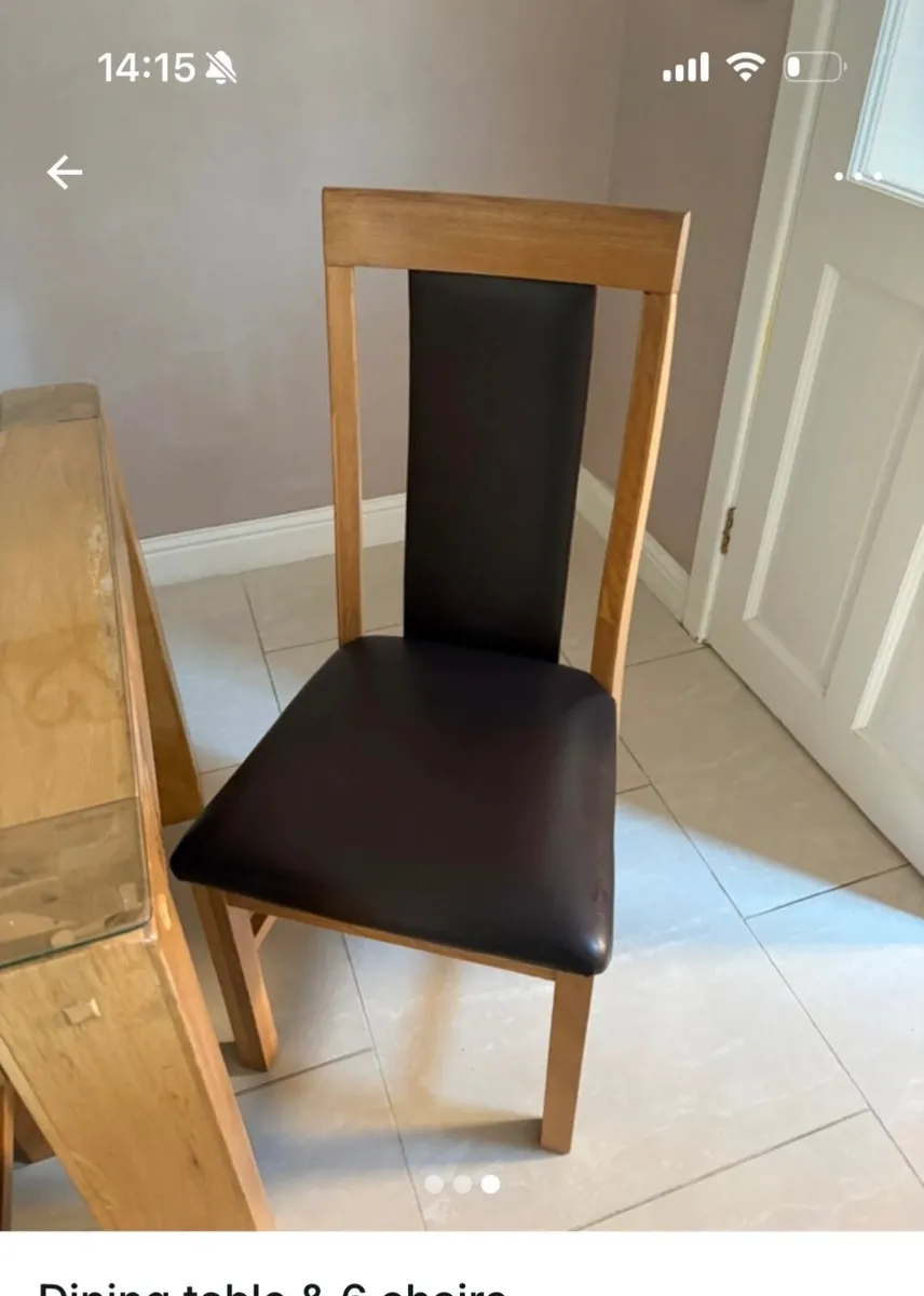 Dining table with removable glass top  & 6 chairs - Image 3