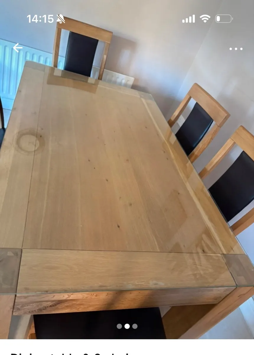 Dining table with removable glass top  & 6 chairs - Image 1
