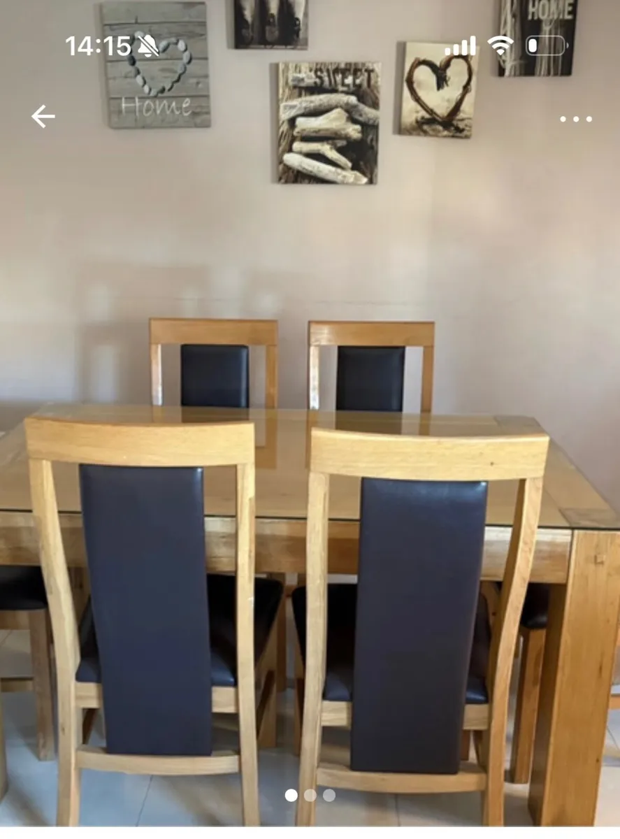 Dining table with removable glass top  & 6 chairs - Image 2