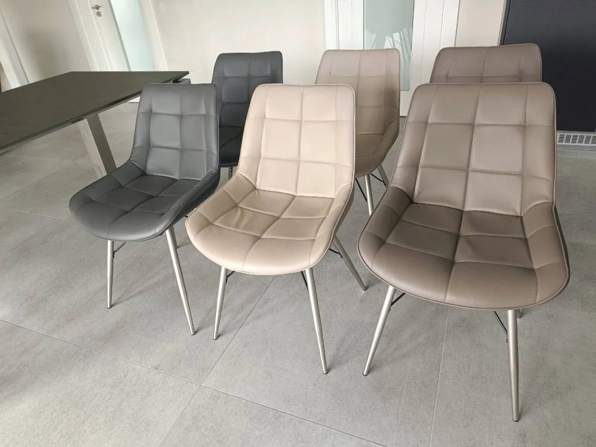 Set of 6 Faux Leather Dining Chairs - Image 1