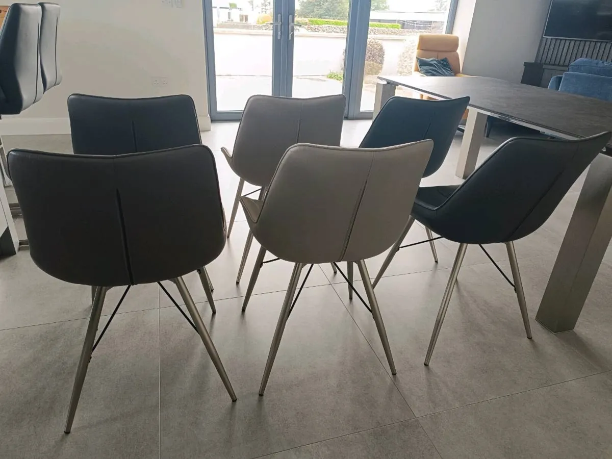 Set of 6 Faux Leather Dining Chairs - Image 3