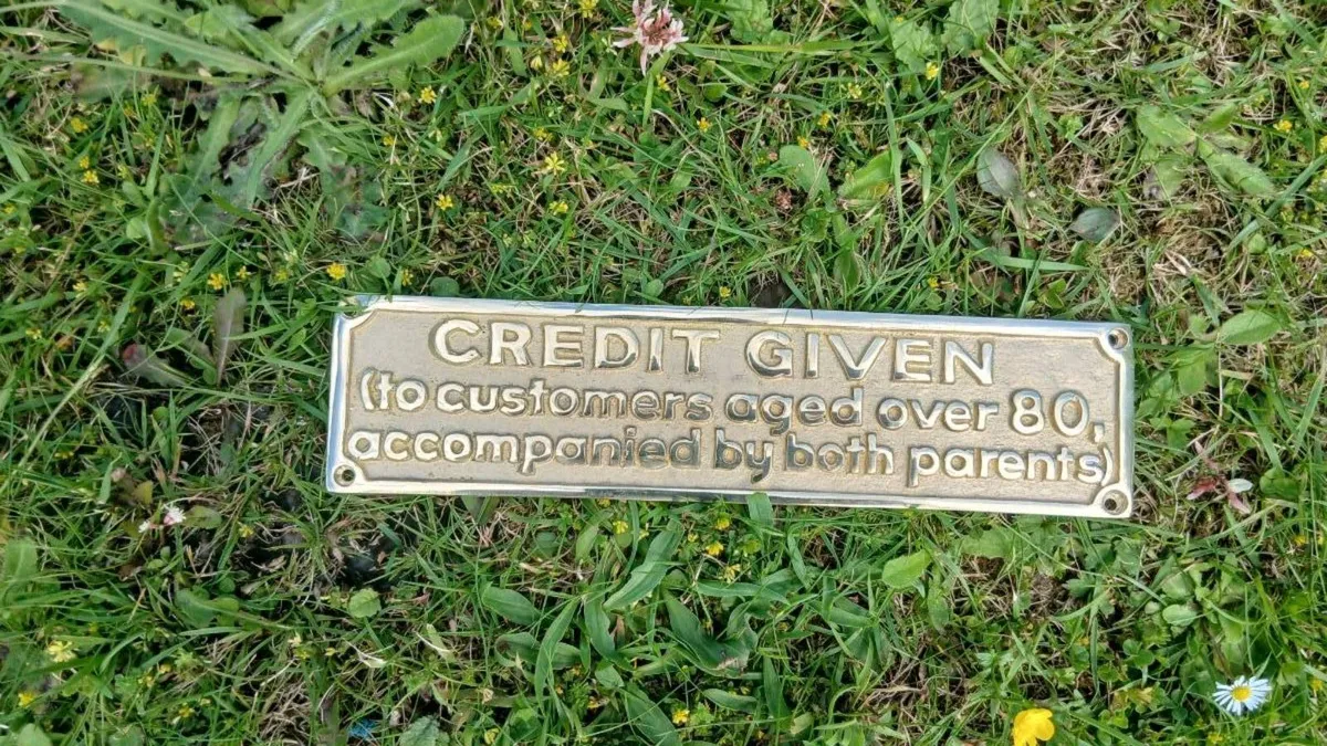 Humorous Brass Credit Sign - Image 2