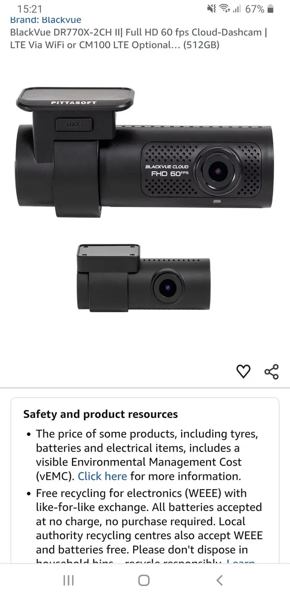 Blackvue dashcam front and rear - Image 4