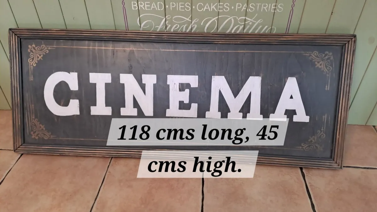 Large vintage style wooden cinema sign - Image 2