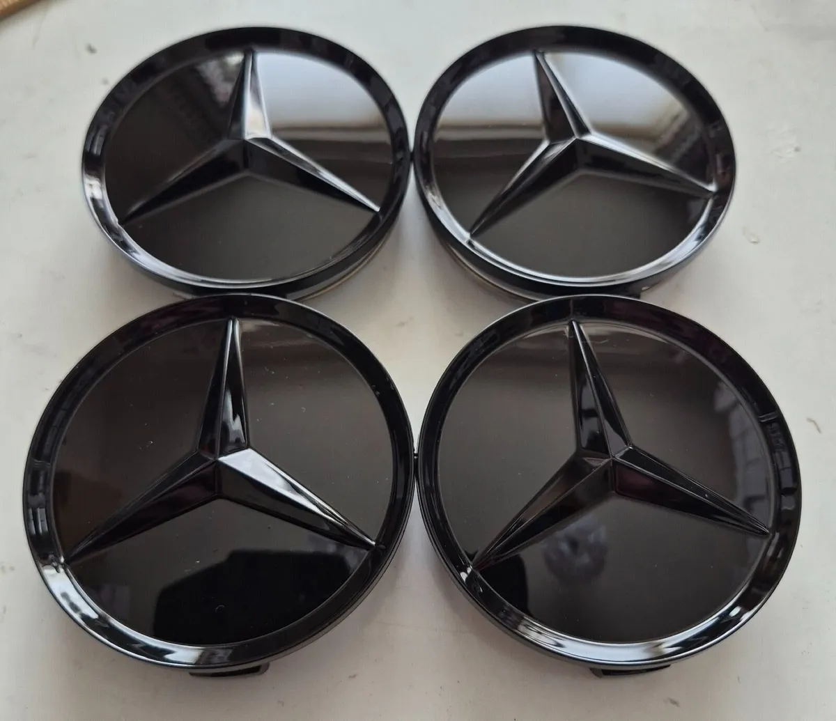Gloss Black Mercedes Caps - FREE POST - Image 1