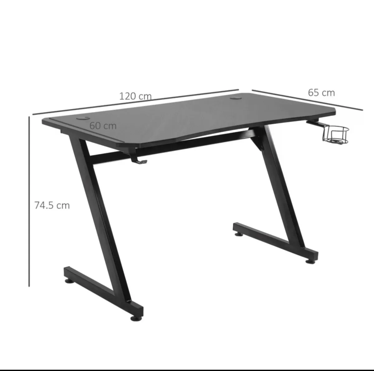 HOMCOM Gaming Desk with Cup Holder, Headphone Hook - Image 1