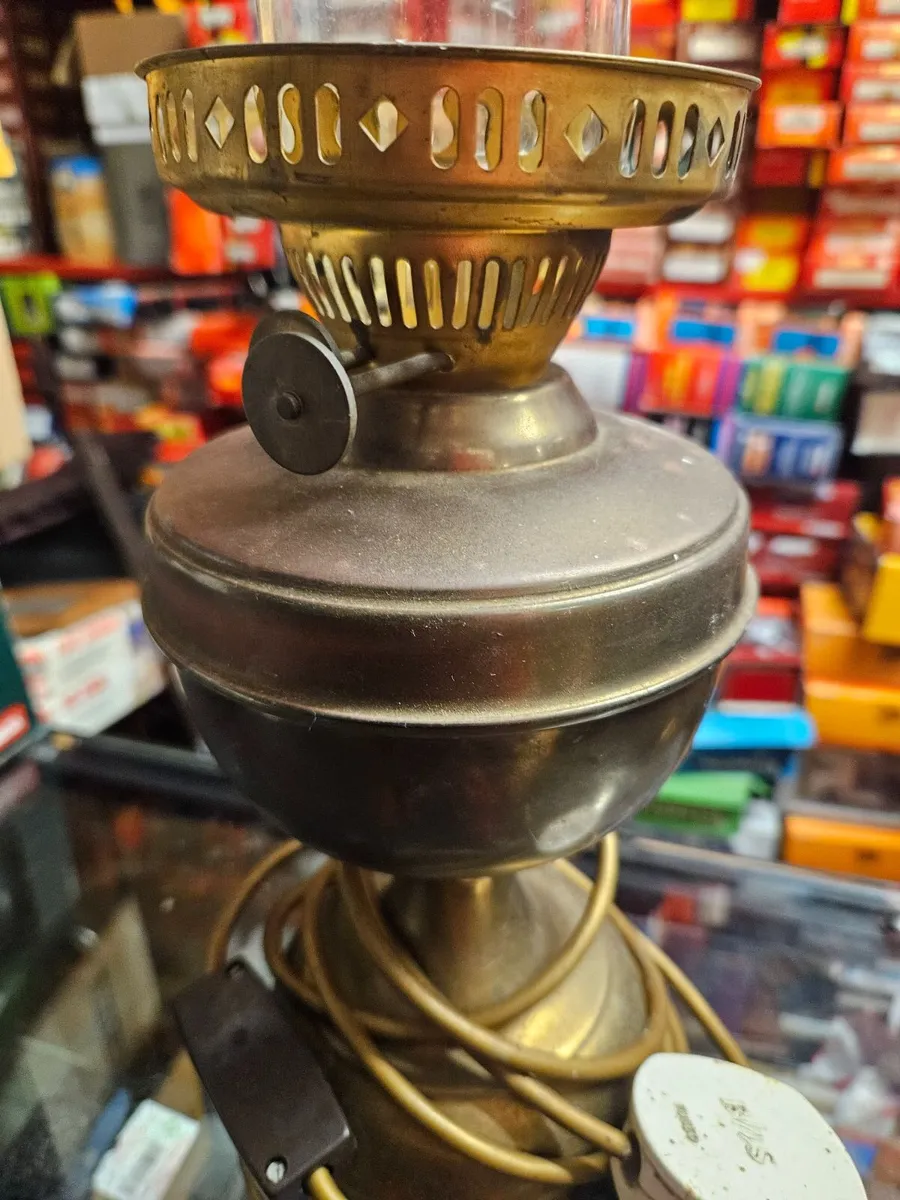 Vintage Copper and Brass Oil Lamp Converted - Image 4
