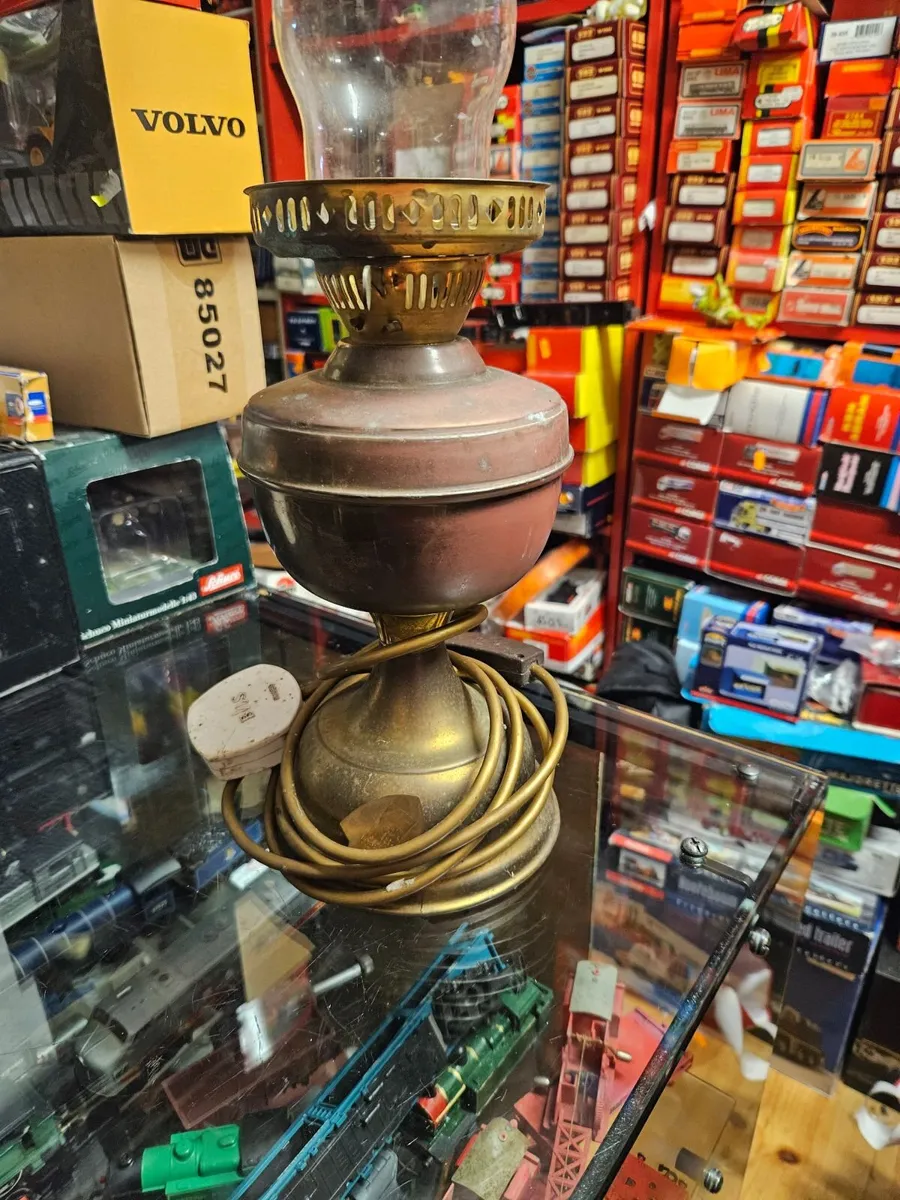 Vintage Copper and Brass Oil Lamp Converted - Image 2