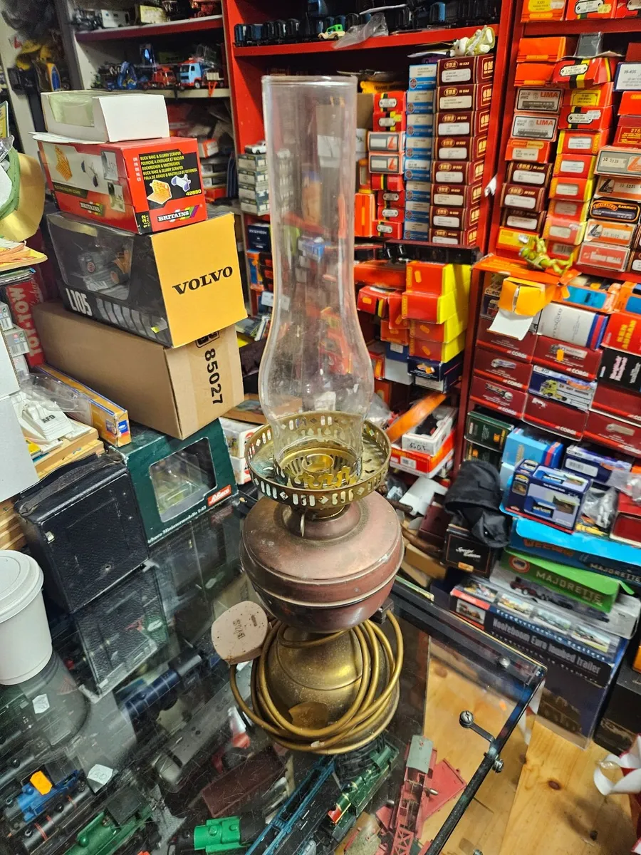 Vintage Copper and Brass Oil Lamp Converted - Image 1