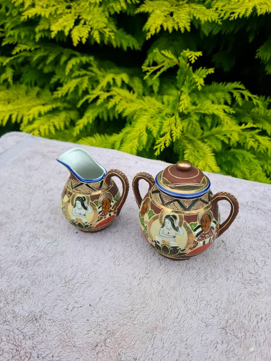 Brown porcelain sugar milk jug - Image 2
