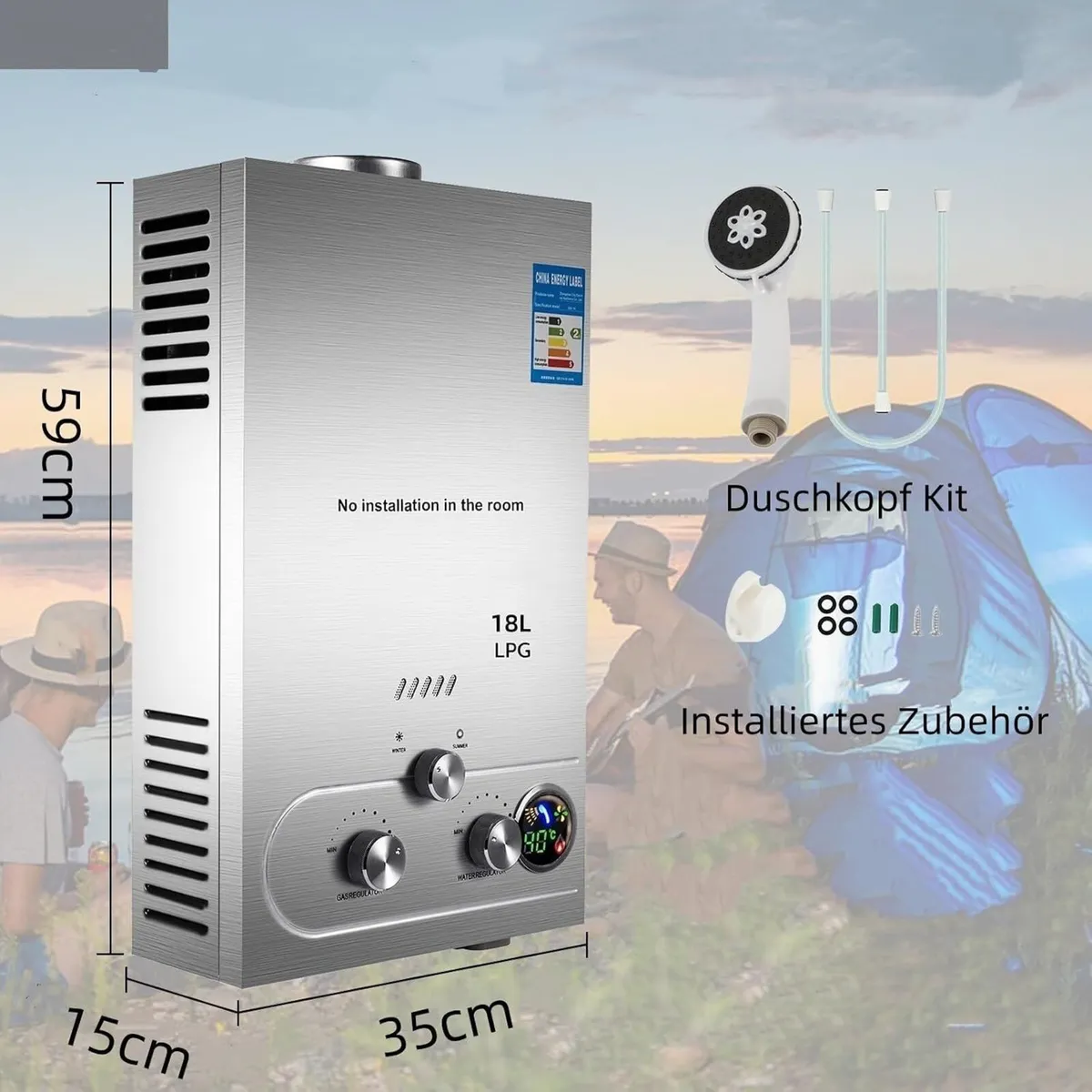 18L Gas Water Heater LPG Butane Propane Boiler - Image 1