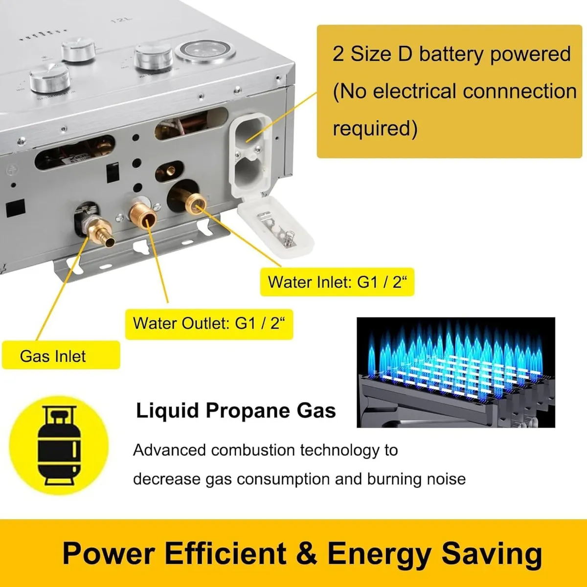 18L Gas Water Heater LPG Butane Propane Boiler - Image 3
