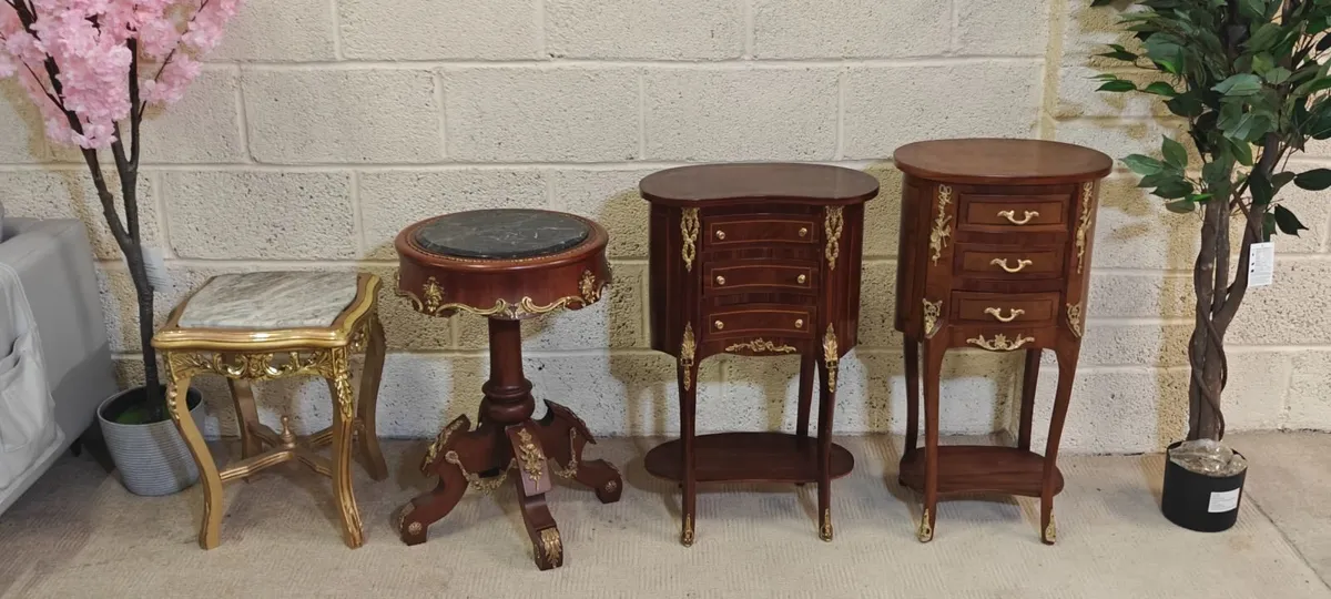 French Louis XVI Side Tables Marble - Image 3