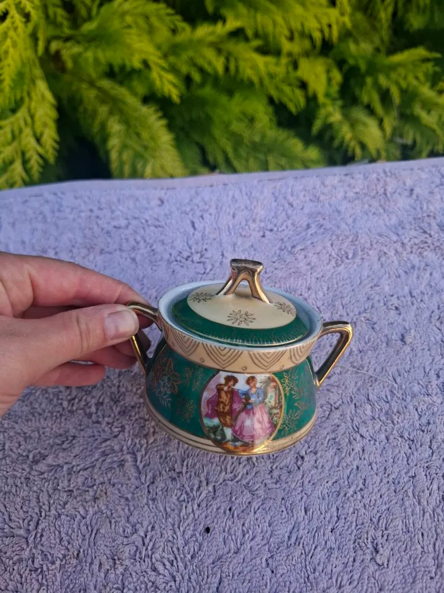 Marquise green sugar bowl
