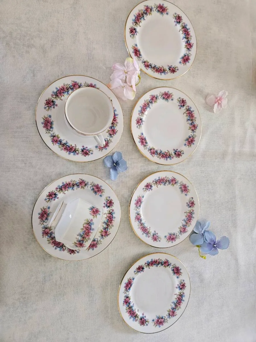 Vintage Royal Kent Bone China Tea Trios & Plates - Image 1