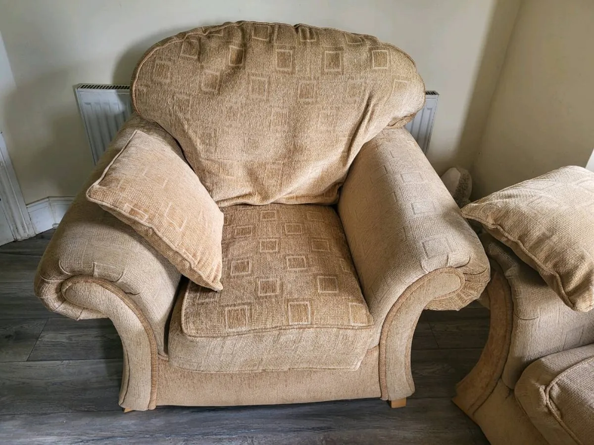 Rusty Brown  Material 3 Seater Couch × 2 1 Seaters - Image 2