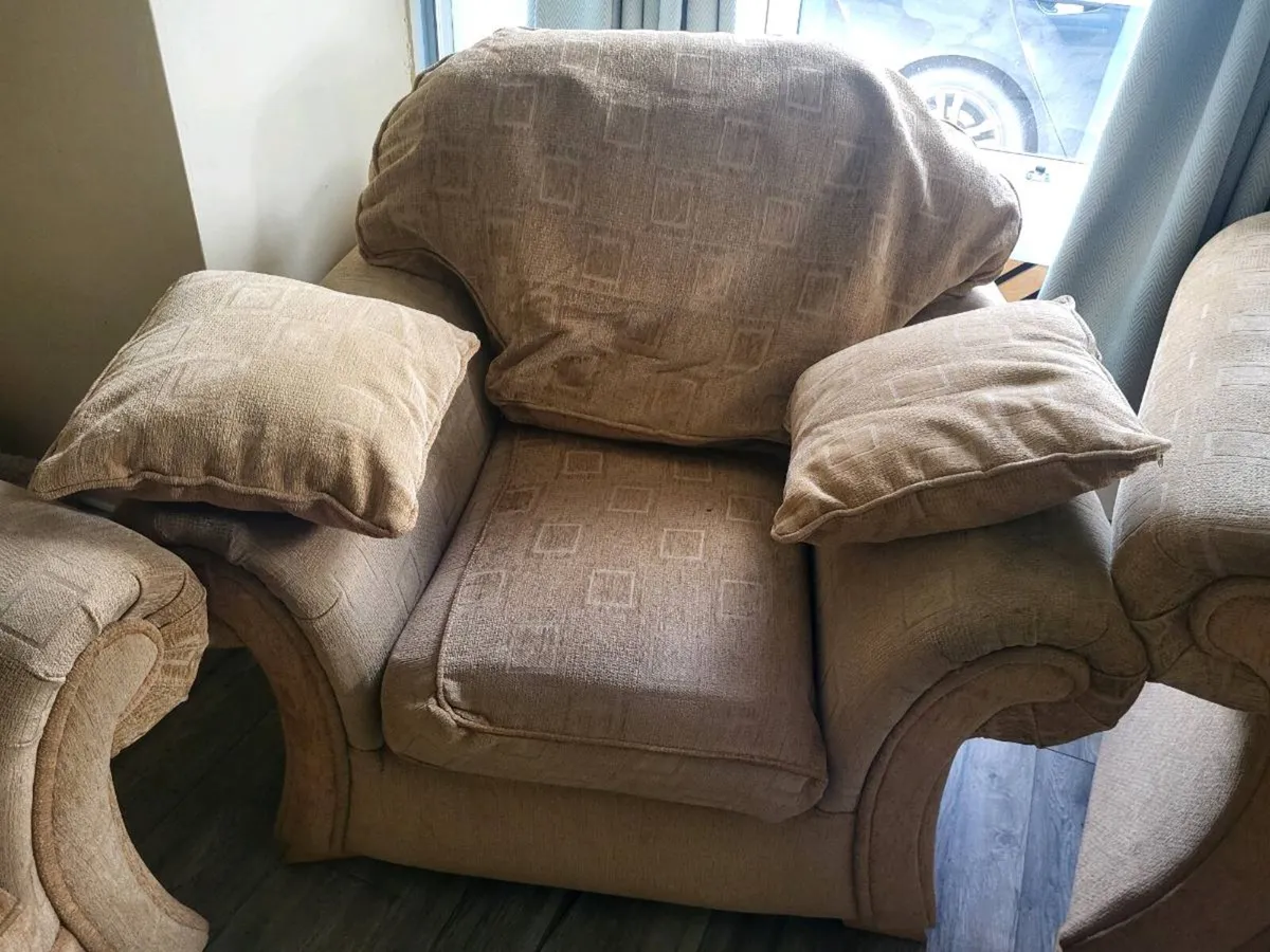 Rusty Brown  Material 3 Seater Couch × 2 1 Seaters - Image 3