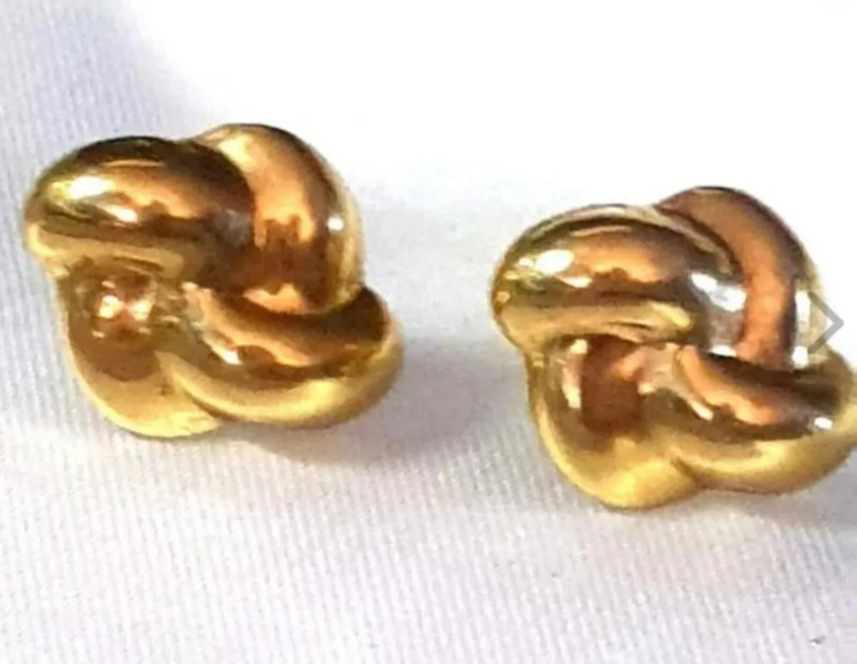 Vintage Hallmarked 9ct Gold 'Knot' Earrings - Image 4