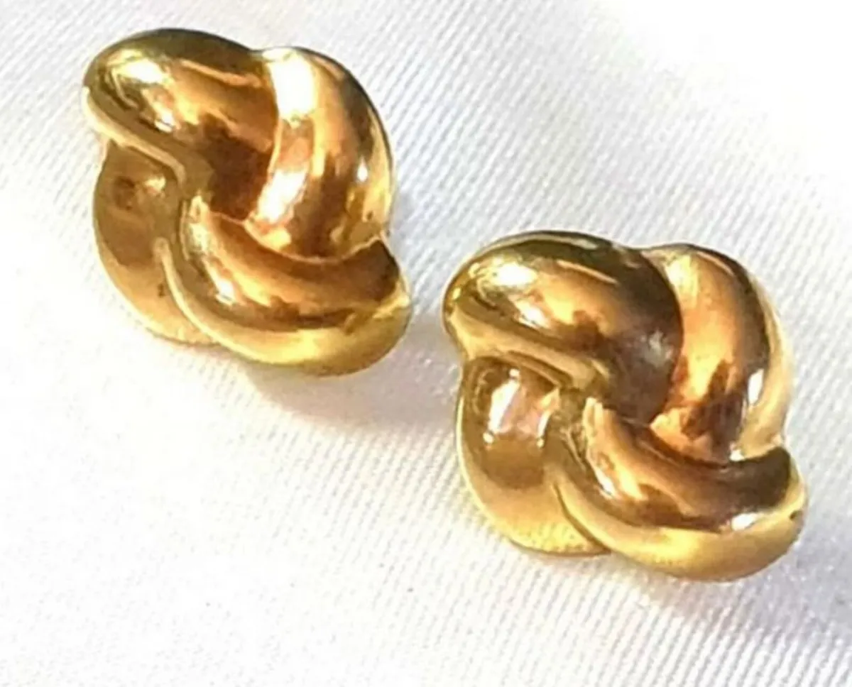 Vintage Hallmarked 9ct Gold 'Knot' Earrings - Image 1