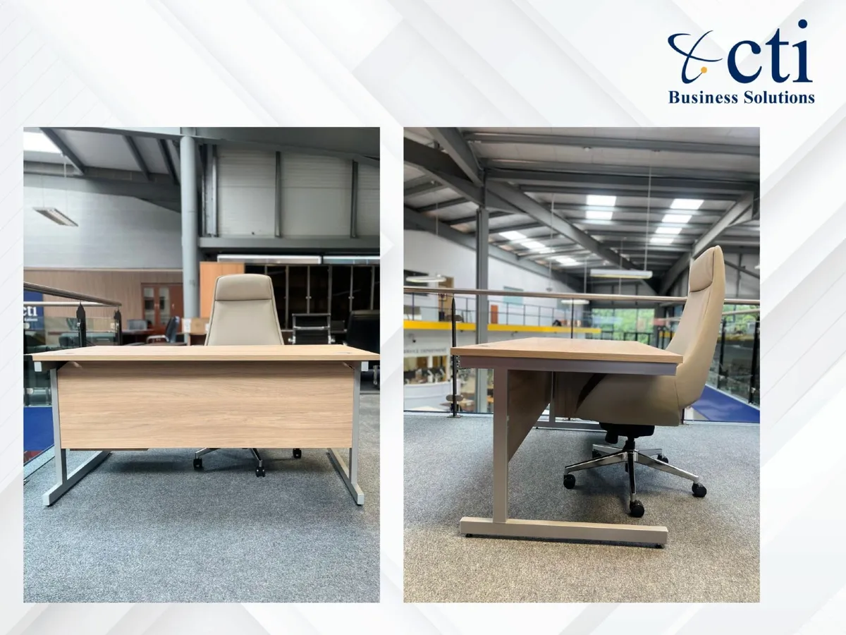 NEW Urban Oak Office Desks With Fixed Drawers - Image 2