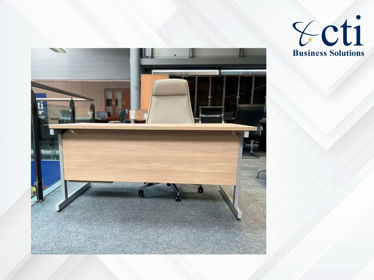 NEW Urban Oak Office Desks With Fixed Drawers - Image 4