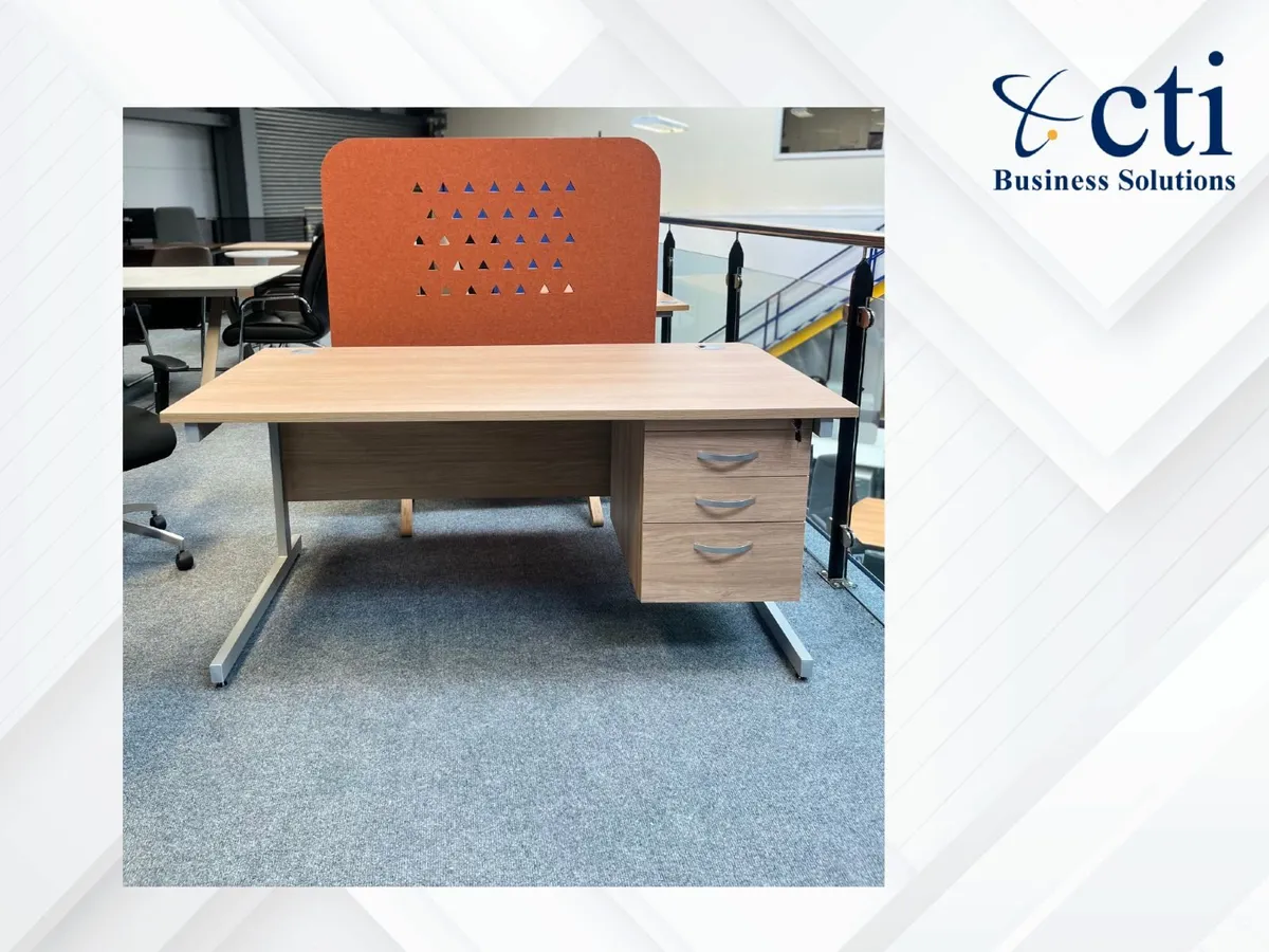 NEW Urban Oak Office Desks With Fixed Drawers - Image 3