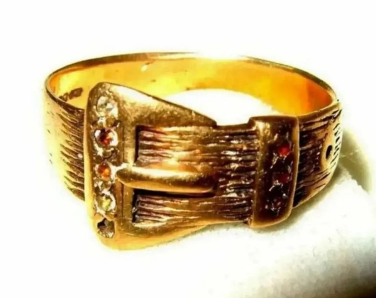 Vintage Hallmarked Diamond Buckle Ring - Image 2