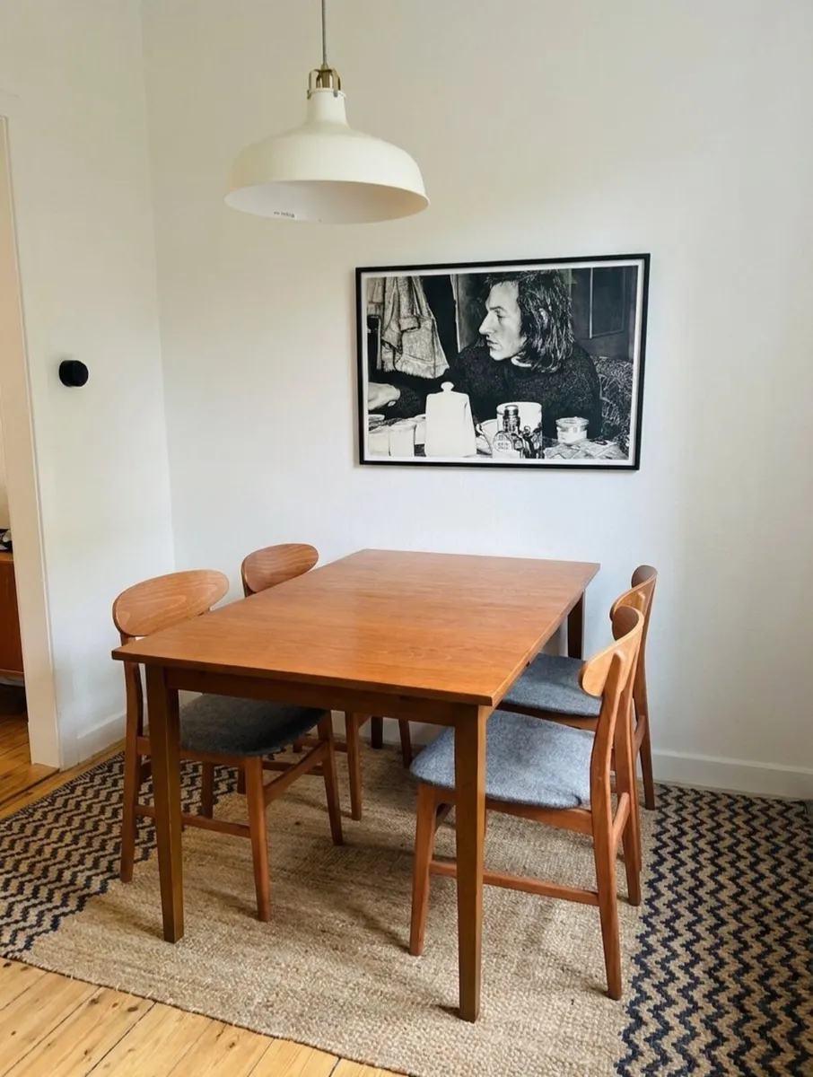 Mid Century Teak Extending Dining Table & 4 Chairs - Image 1