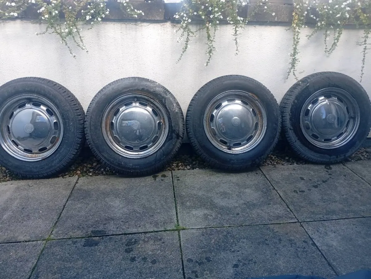 Porsche steel wheels on Vredestein 165 HR 15 tyres - Image 1