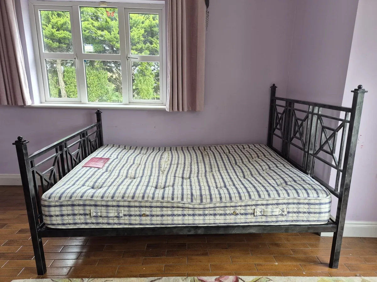 Metal double bed frame and mattress - Image 2