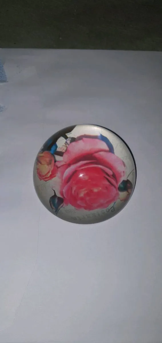 Vintage Style Domed Glass Rose Paperweight - Excel - Image 2