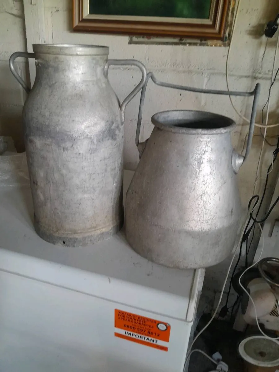 Two vintage  aluminium  milk  cans - Image 1