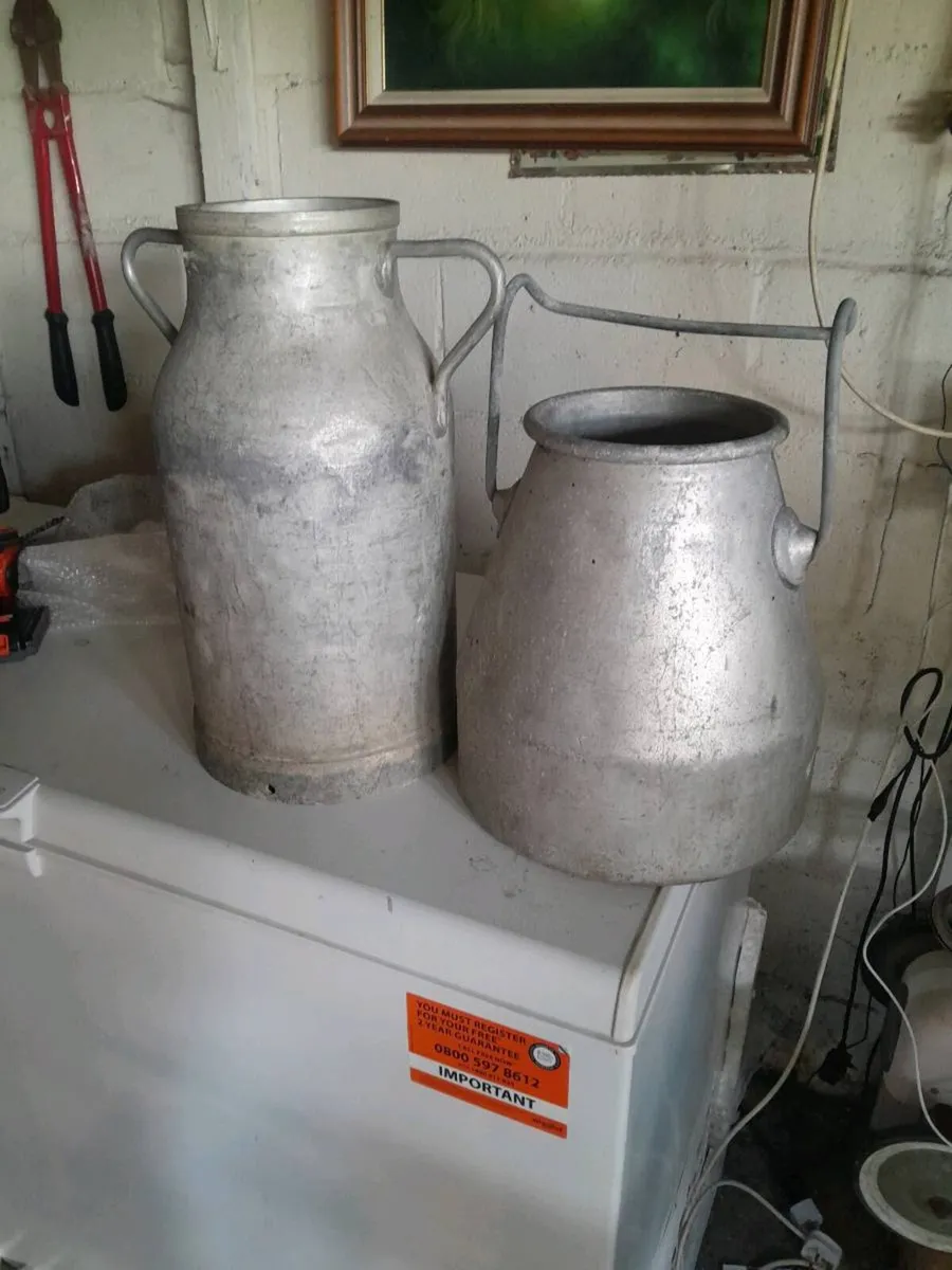Two vintage  aluminium  milk  cans - Image 2