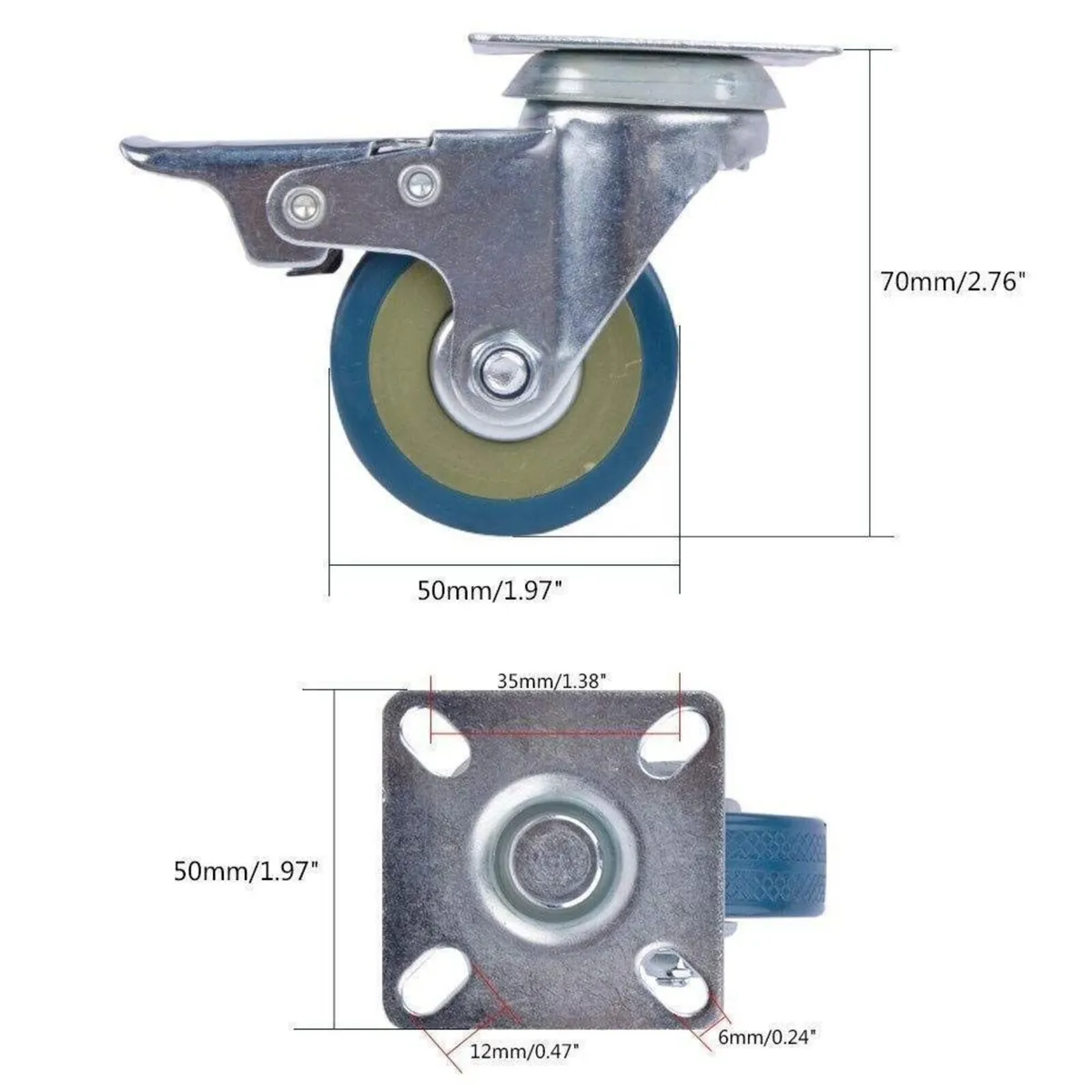 50mm Heavy-Duty Castor Wheels – 200kg Capacity - Image 2