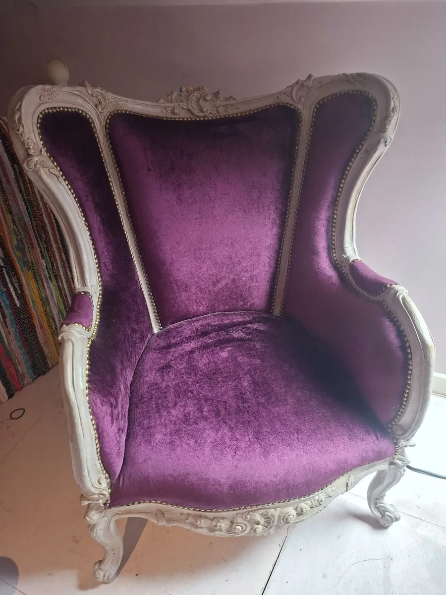 French Louis XV-style wingback chairs X2 - Image 3
