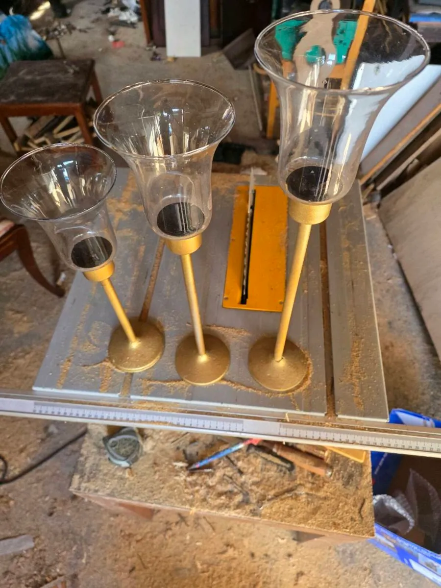 Vintage Brass Tiered Candleholders - Image 1